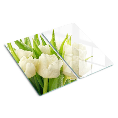 Planche à découper en verre Tulipes dans des gouttes d'eau