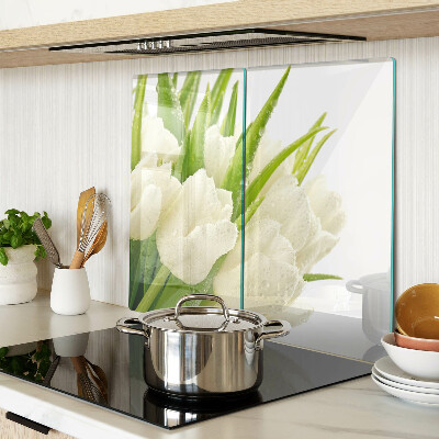 Planche à découper en verre Tulipes dans des gouttes d'eau