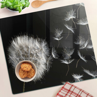 Planche à découper en verre Pissenlits sur fond noir