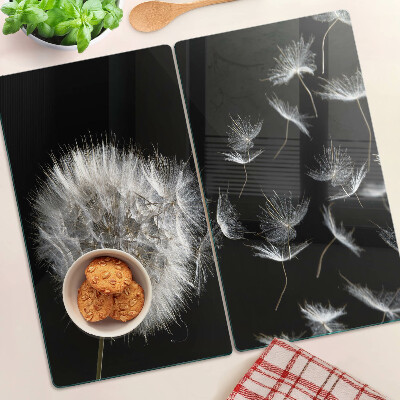 Planche à découper en verre Pissenlits sur fond noir