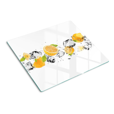 Planche à découper verre Citrons avec de la glace