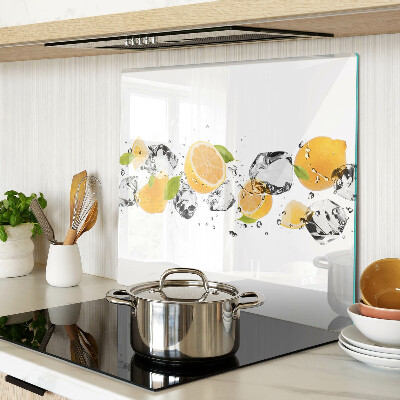 Planche à découper verre Citrons avec de la glace