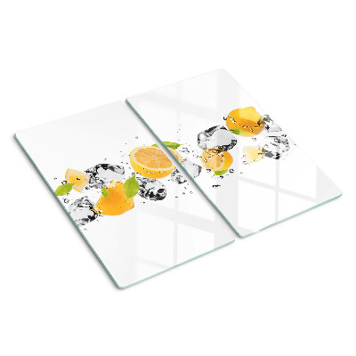 Planche à découper verre Citrons avec de la glace