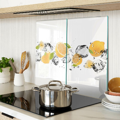 Planche à découper verre Citrons avec de la glace
