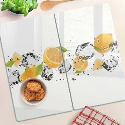 Planche à découper verre Citrons avec de la glace