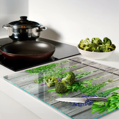 Planche à découper verre Herbes séchées sur fond de bois