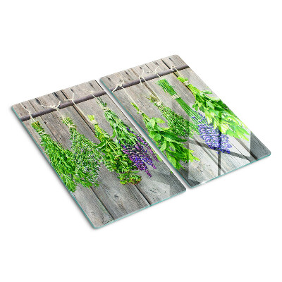 Planche à découper verre Herbes séchées sur fond de bois