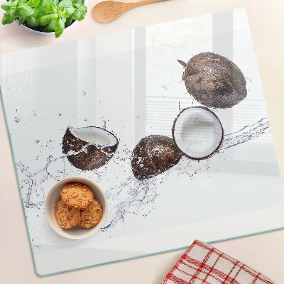 Planche à découper en verre Noix de coco dans l'eau