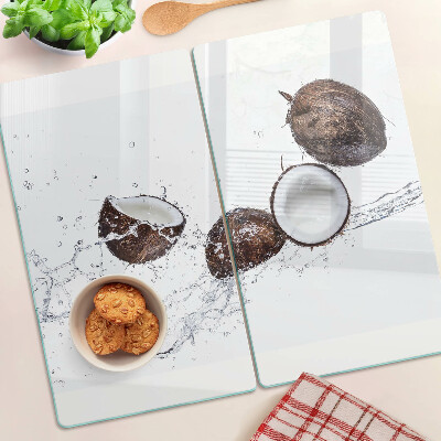 Planche à découper en verre Noix de coco dans l'eau
