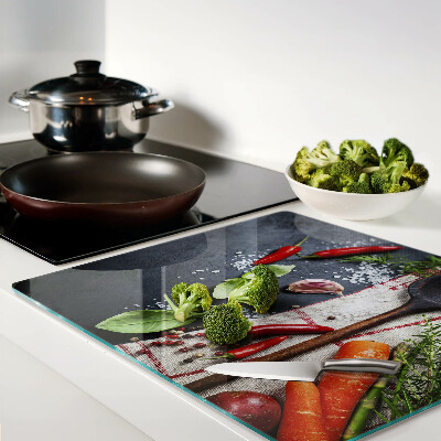 Planche à découper verre Épices et légumes de cuisine