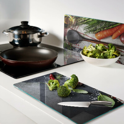 Planche à découper verre Épices et légumes de cuisine