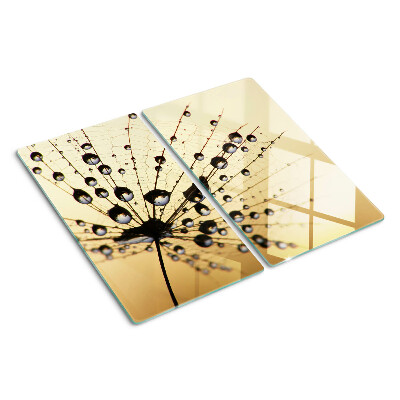 Planche à découper en verre Gouttes d'eau sur une toile d'araignée