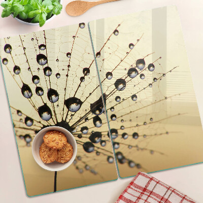 Planche à découper en verre Gouttes d'eau sur une toile d'araignée