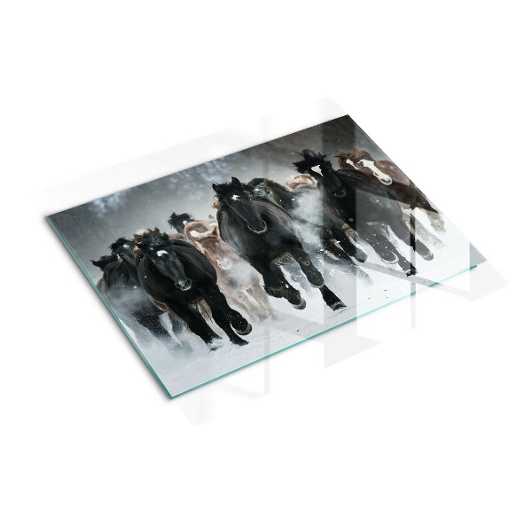 Planche à découper verre Chevaux au galop dans le brouillard