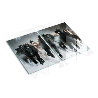 Planche à découper verre Chevaux au galop dans le brouillard