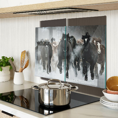 Planche à découper verre Chevaux au galop dans le brouillard