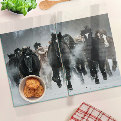 Planche à découper verre Chevaux au galop dans le brouillard