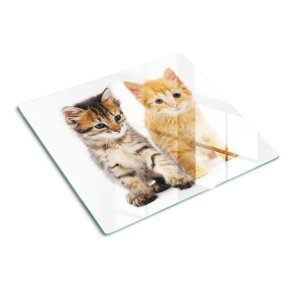 Planche à découper en verre Chats sur fond blanc