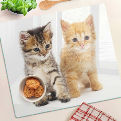 Planche à découper en verre Chats sur fond blanc