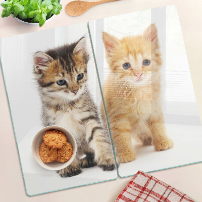 Planche à découper en verre Chats sur fond blanc