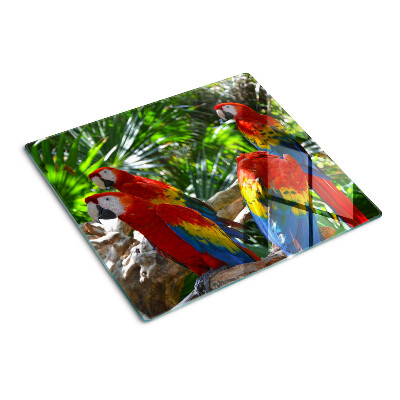 Planche à découper en verre Perroquets dans un cadre tropical