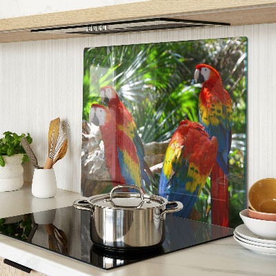 Planche à découper en verre Perroquets dans un cadre tropical