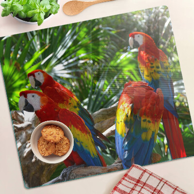 Planche à découper en verre Perroquets dans un cadre tropical