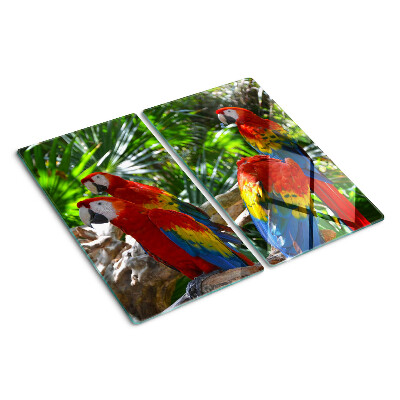 Planche à découper en verre Perroquets dans un cadre tropical