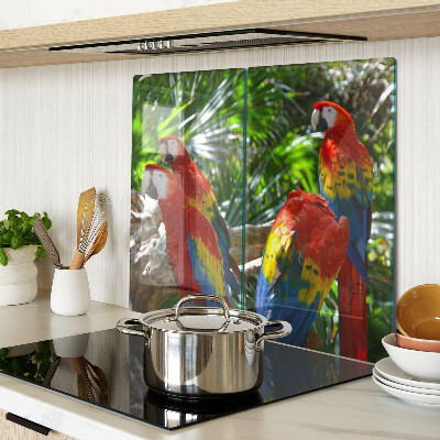 Planche à découper en verre Perroquets dans un cadre tropical