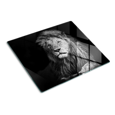 Planche à découper en verre Lion en noir et blanc