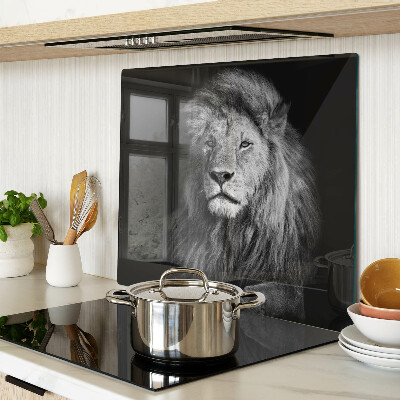 Planche à découper en verre Lion en noir et blanc