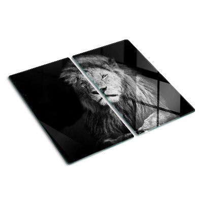 Planche à découper en verre Lion en noir et blanc