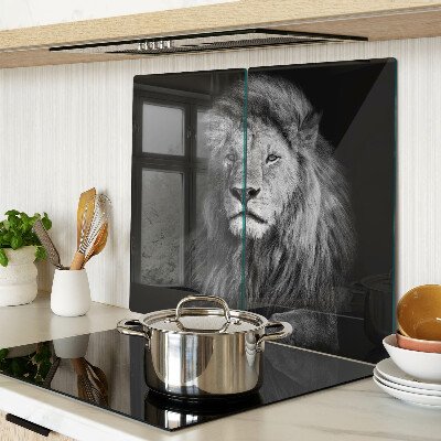 Planche à découper en verre Lion en noir et blanc
