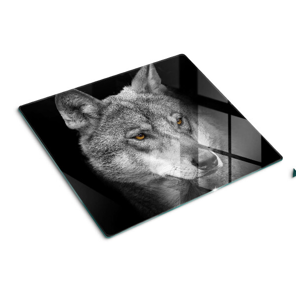 Planche à découper verre Loup en nuances de gris