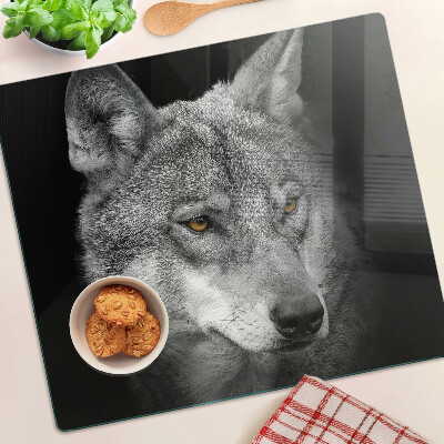 Planche à découper verre Loup en nuances de gris