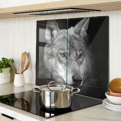 Planche à découper verre Loup en nuances de gris