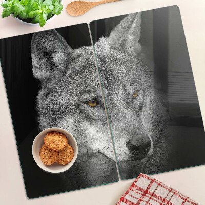 Planche à découper verre Loup en nuances de gris
