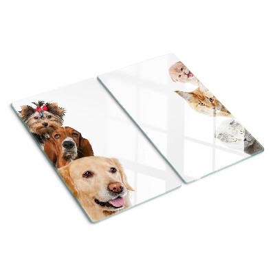 Planche à découper verre Chiens et chats dans différentes poses