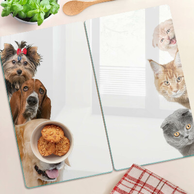 Planche à découper verre Chiens et chats dans différentes poses