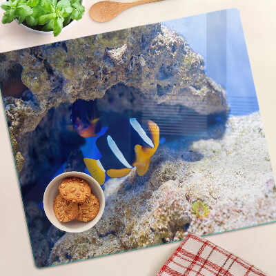 Planche à découper en verre Poisson dans un récif corallien
