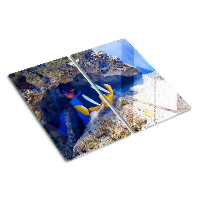 Planche à découper en verre Poisson dans un récif corallien