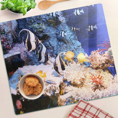 Planche à découper en verre Monde sous-marin avec des poissons