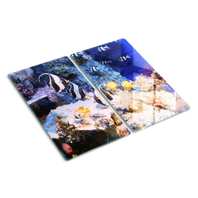 Planche à découper en verre Monde sous-marin avec des poissons