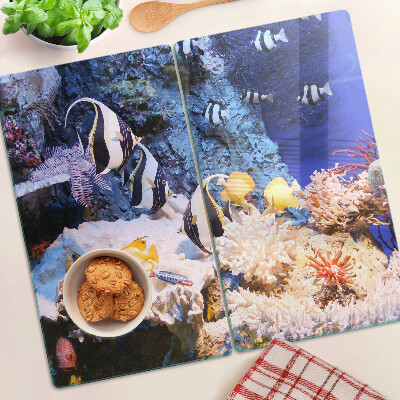 Planche à découper en verre Monde sous-marin avec des poissons