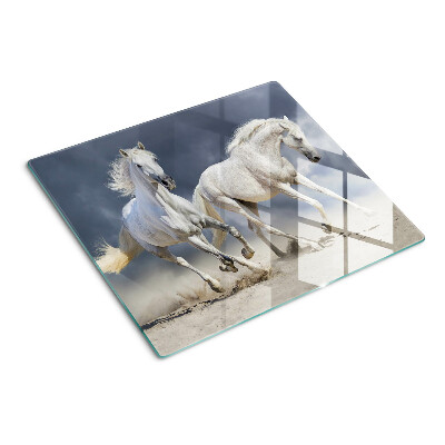 Planche à découper verre Chevaux blancs en fuite