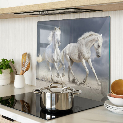 Planche à découper verre Chevaux blancs en fuite