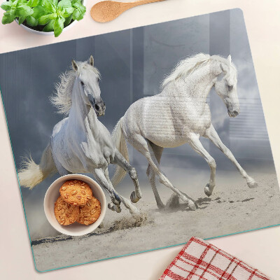 Planche à découper verre Chevaux blancs en fuite
