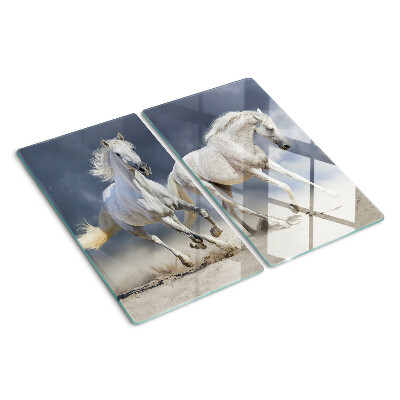 Planche à découper verre Chevaux blancs en fuite