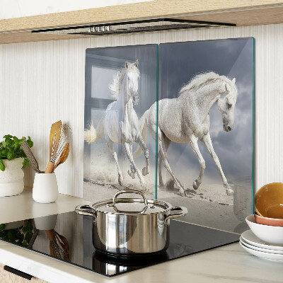 Planche à découper verre Chevaux blancs en fuite