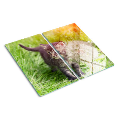 Planche à découper verre Chat sur l'herbe